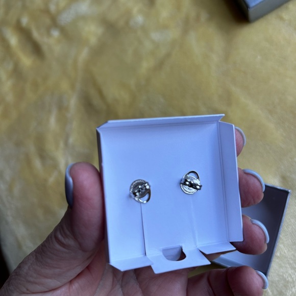 Honora Light blue pearl studs in silver setting - Picture 3 of 5